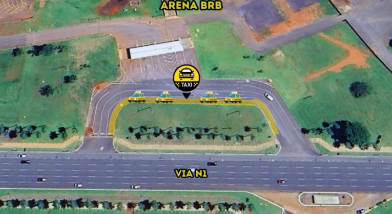 Mapa da área reservada para táxis no entorno da Arena BRB Mané Garrincha